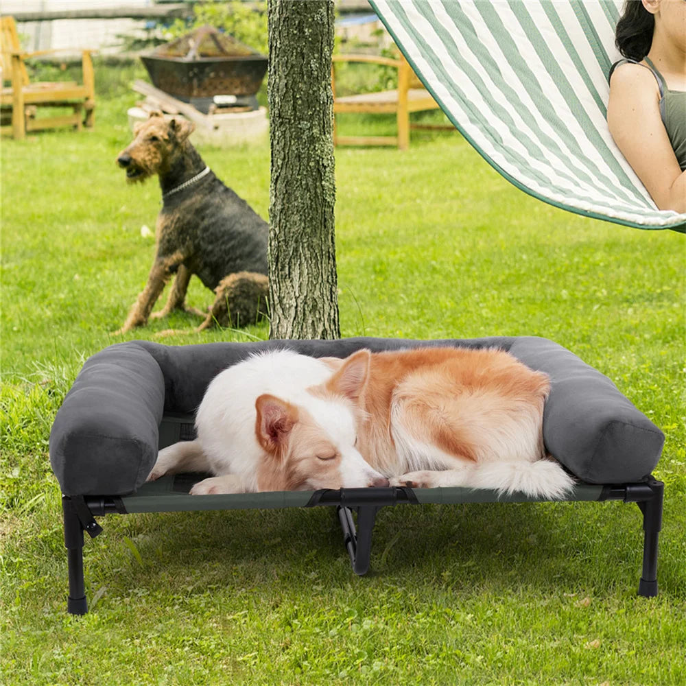 Extra Large Outdoor Raised Dog Bed With Cooling Mat