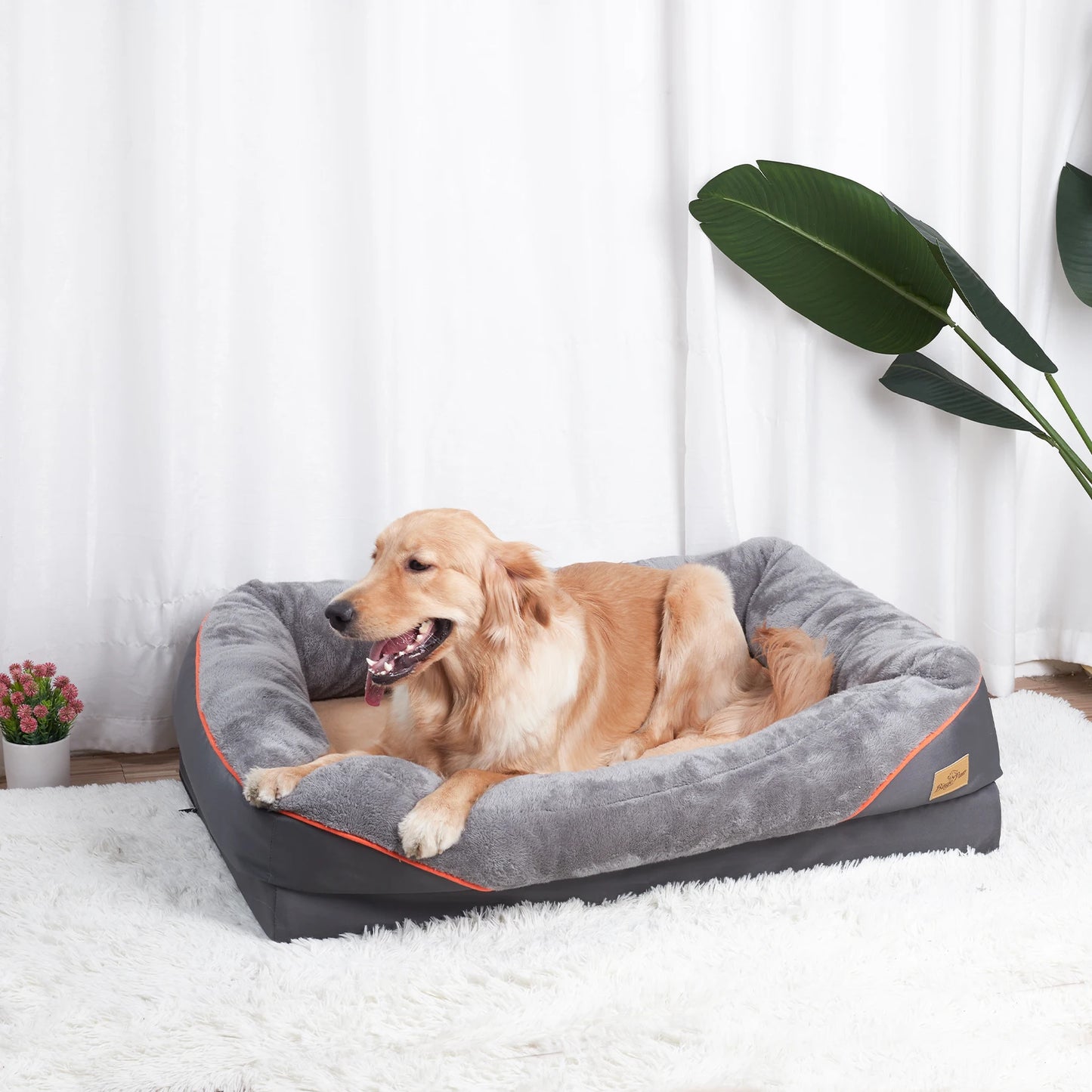 Large Dog Bed Soft Comfortable Anti Allergy Warm Fleece Removable Washable Cover Waterproof Pet Bed