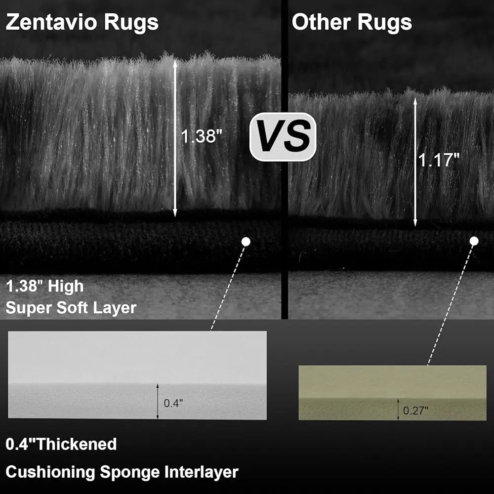 Bla And Grey Area Rugs For Living Room Large Men Room Carpet 8X10 Bedroom Fluffy Furry Shag Aesthetic Plush High Pile Floor Rug