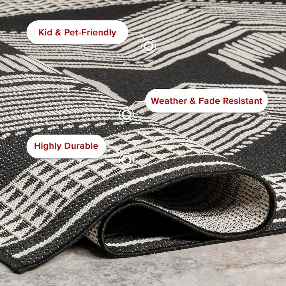 6 Feet 7 Inches X 9 Feet Outdoor Tribal Geometric Area Rug Stain Resistant Weather Resistant High Traffic Patio Balcony Outside Ranya