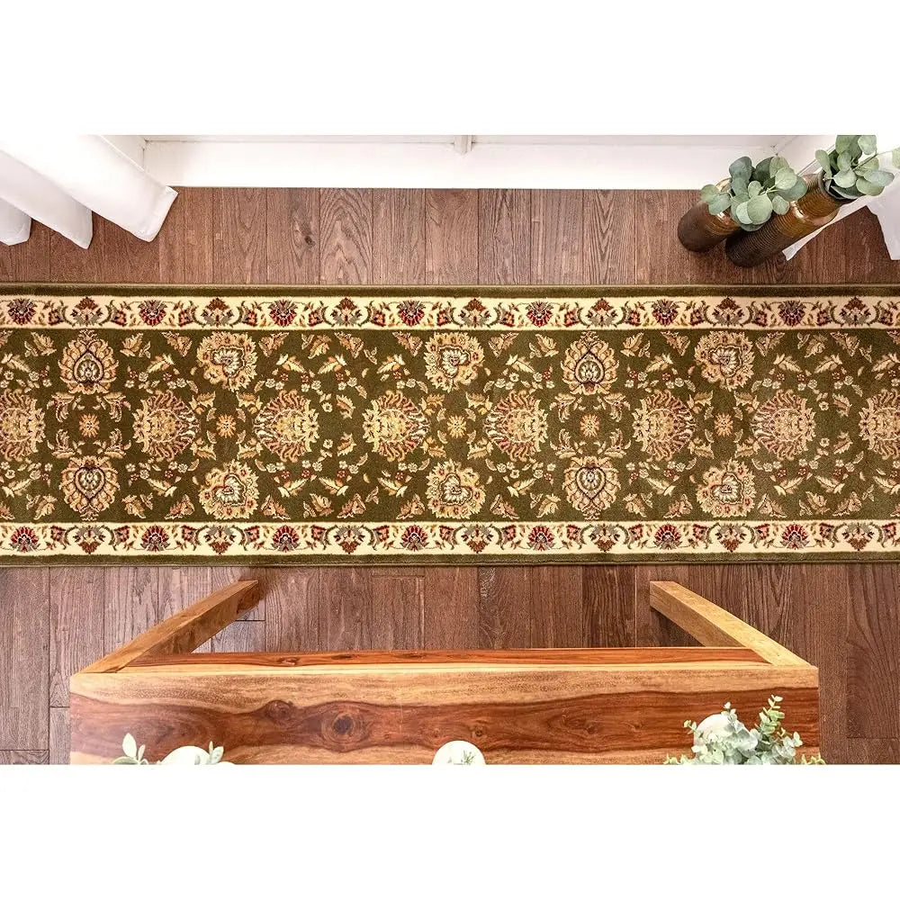 Timel Collection Abbasi Green 2X7 Runner Luxurious Oriental Traditional Area Rug Perfect For Living Room Bedroom Or Dining Room
