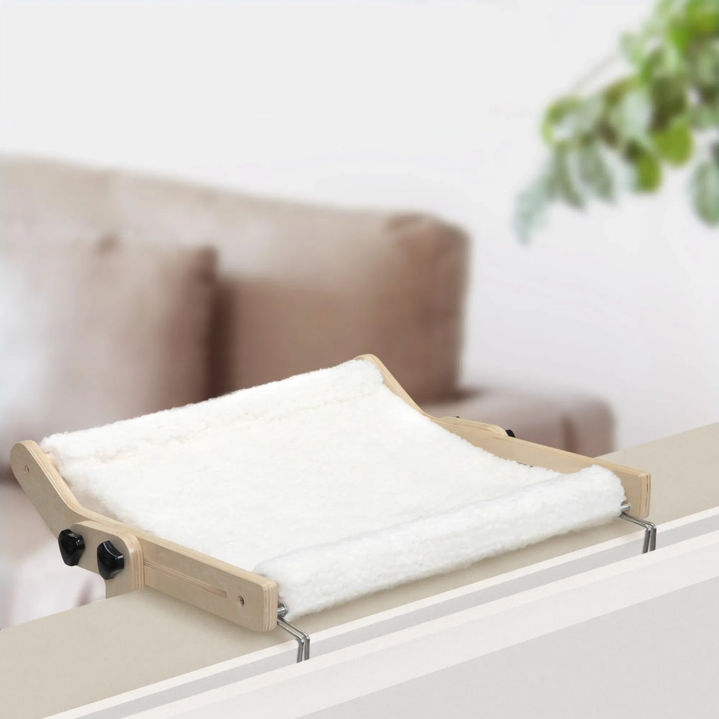 Cat Window Perch for Indoor Cats Plush Hammock Bed Shelf No Drilling Wood