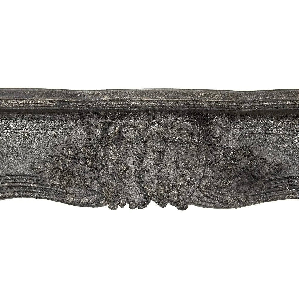 Victorian Gothic Decorative Fireplace Mantel Distressed Black Portable Home Accent Living Room Shelf Architectural Rustic Design