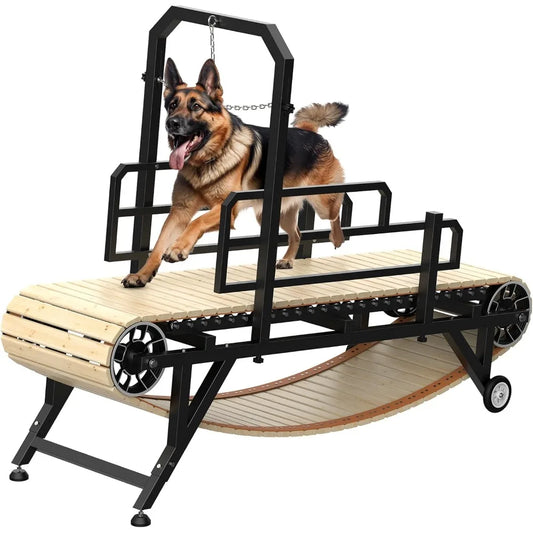 75" Large Dog Treadmill for Dogs, 4 Level Adjustable Ramp Canine Slat Mill for Dog, Easy to Move Doggy Treadmill for Indoor
