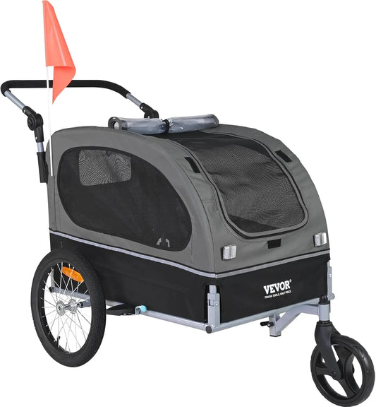 Dog Bike Trailer, Supports up to 88 lbs, 2-in-1 Pet Stroller Cart Bicycle Carrier, Easy Folding Cart Frame with Quick Release