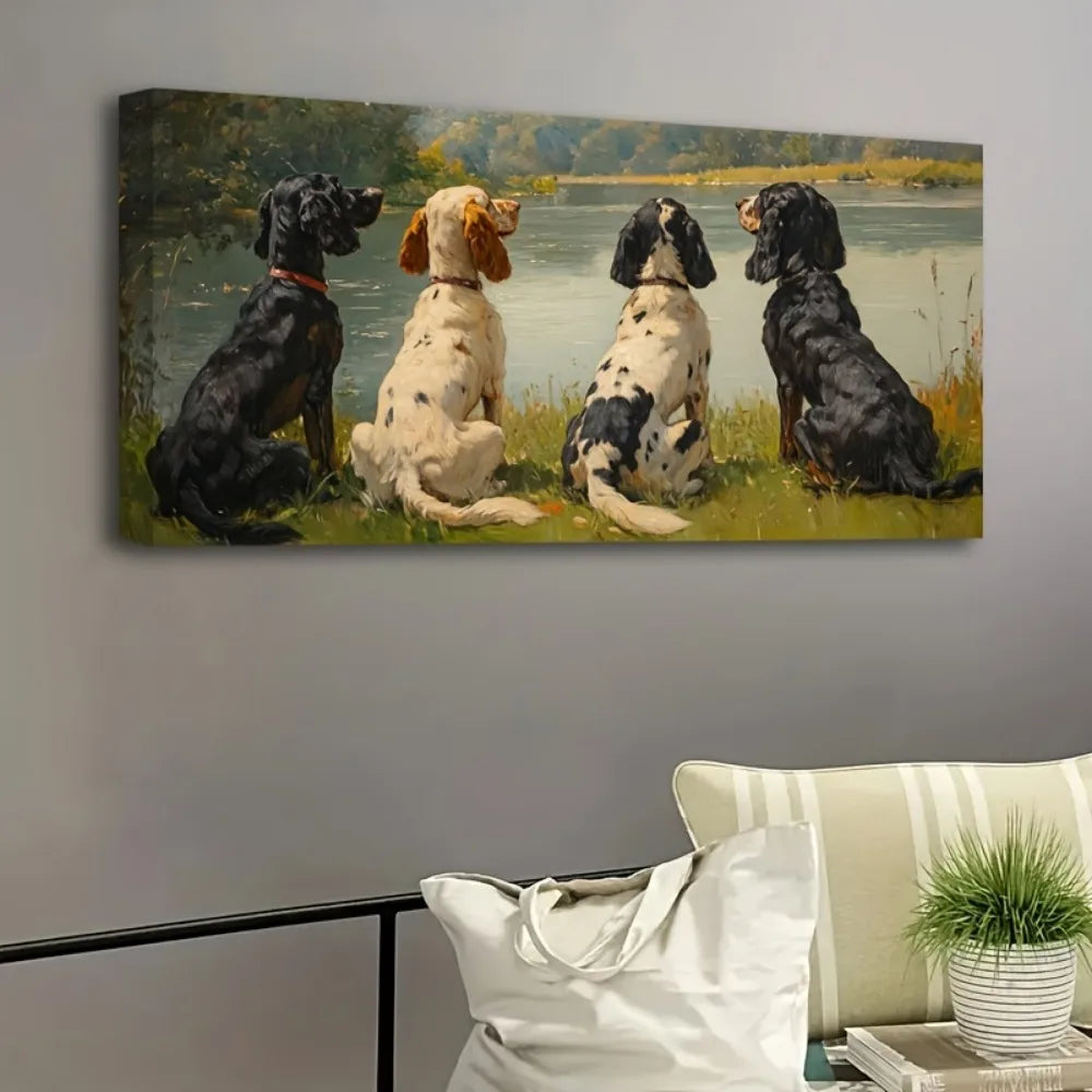 Natural Landscape Painting Victorian Decorative Art Interior Decoration 1.5 Inch Thick Pine Solid Wood Frame