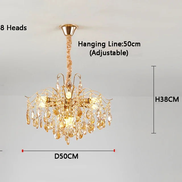 Luxury Crystal Ceiling Pendant Lamp for Living Room and Bedroom E14 LED Lights Home Decoration AC85-260V