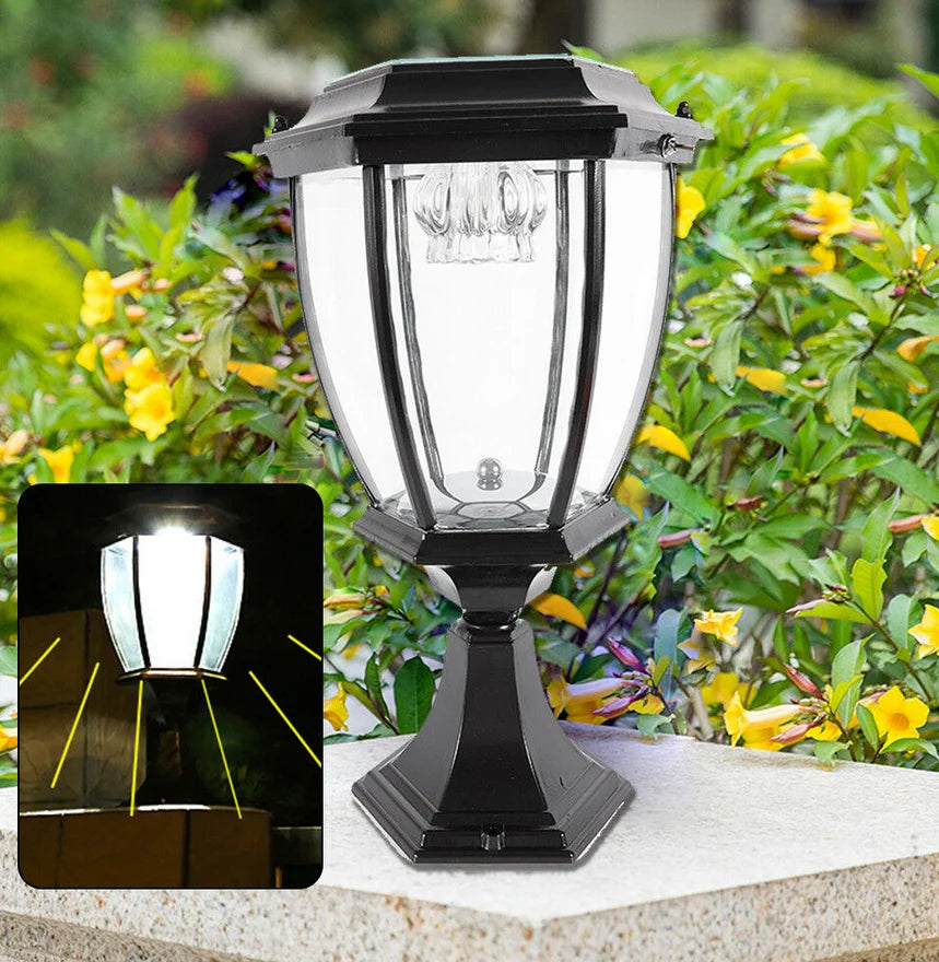 Outdoor Solar Post Lights Waterproof LED Landscape Light Energy Saving Lantern for Fence Deck or Patio Black