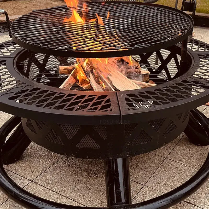 Courtyard Iron Fire Pit Outdoor Heater Charcoal Brazier Creative Multifunction Camping Barbecue
