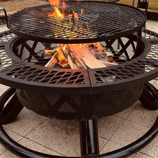 Courtyard Iron Fire Pit Outdoor Heater Charcoal Brazier Creative Multifunction Camping Barbecue