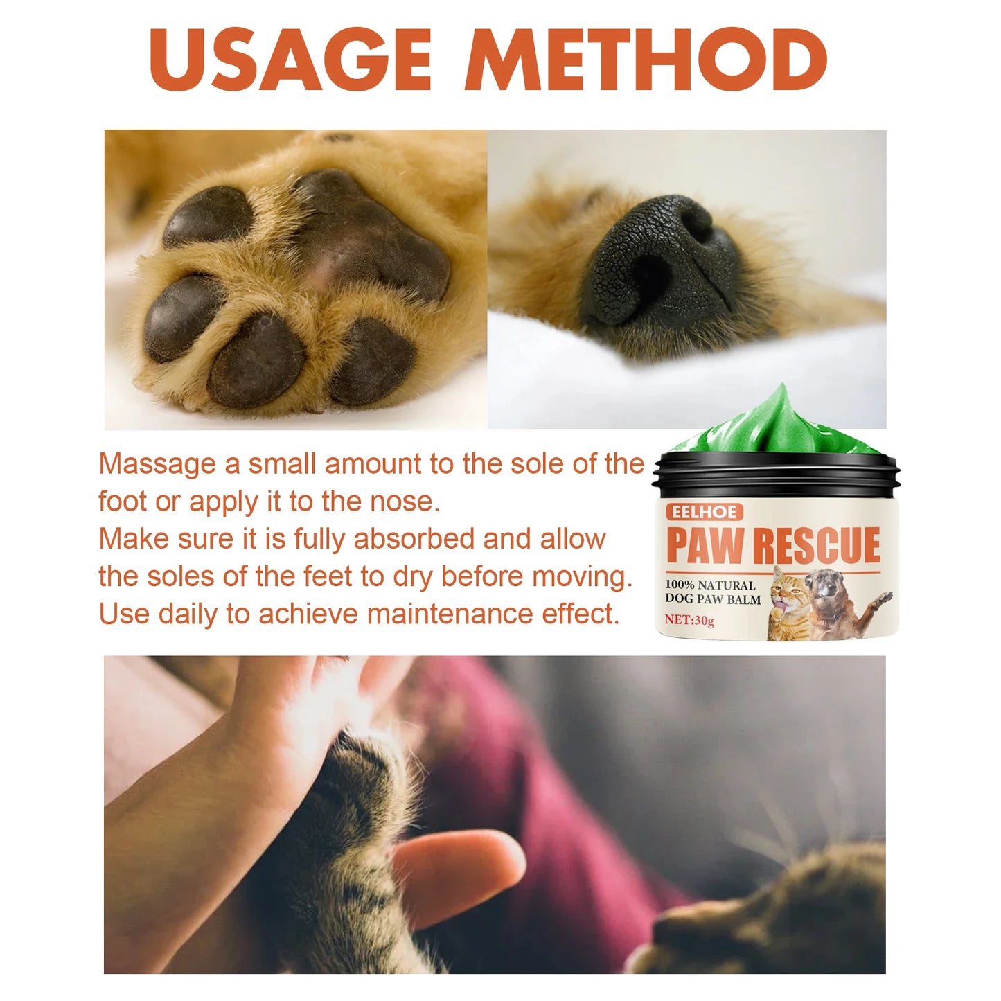 Cat and Dog Paw Balm,Paw Moisturizer for Dogs,Cat and Dog Nose Balm,Soother for Dry Cracked Paws & Noses,Puppy Essential,Paw wax