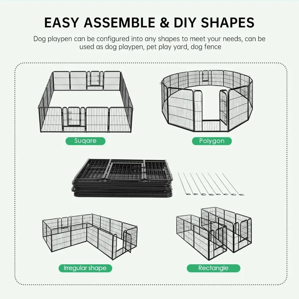 Dog Playpen Indoor 40 Inch 16 Panels Metal Dog Pen Pet Fence Outdoor Exercise Pen with Doors
