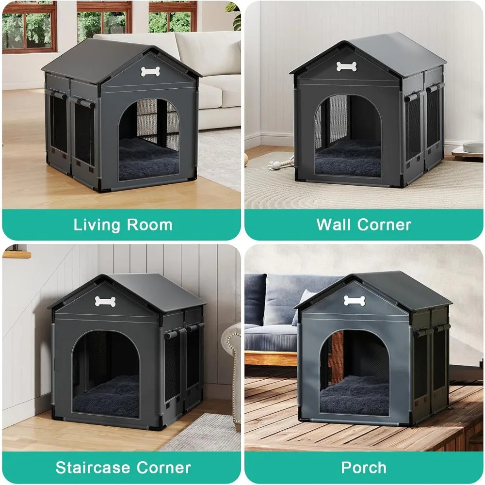 2XL Indoor Dog House Kennel Bed With Cushion Winter Warm