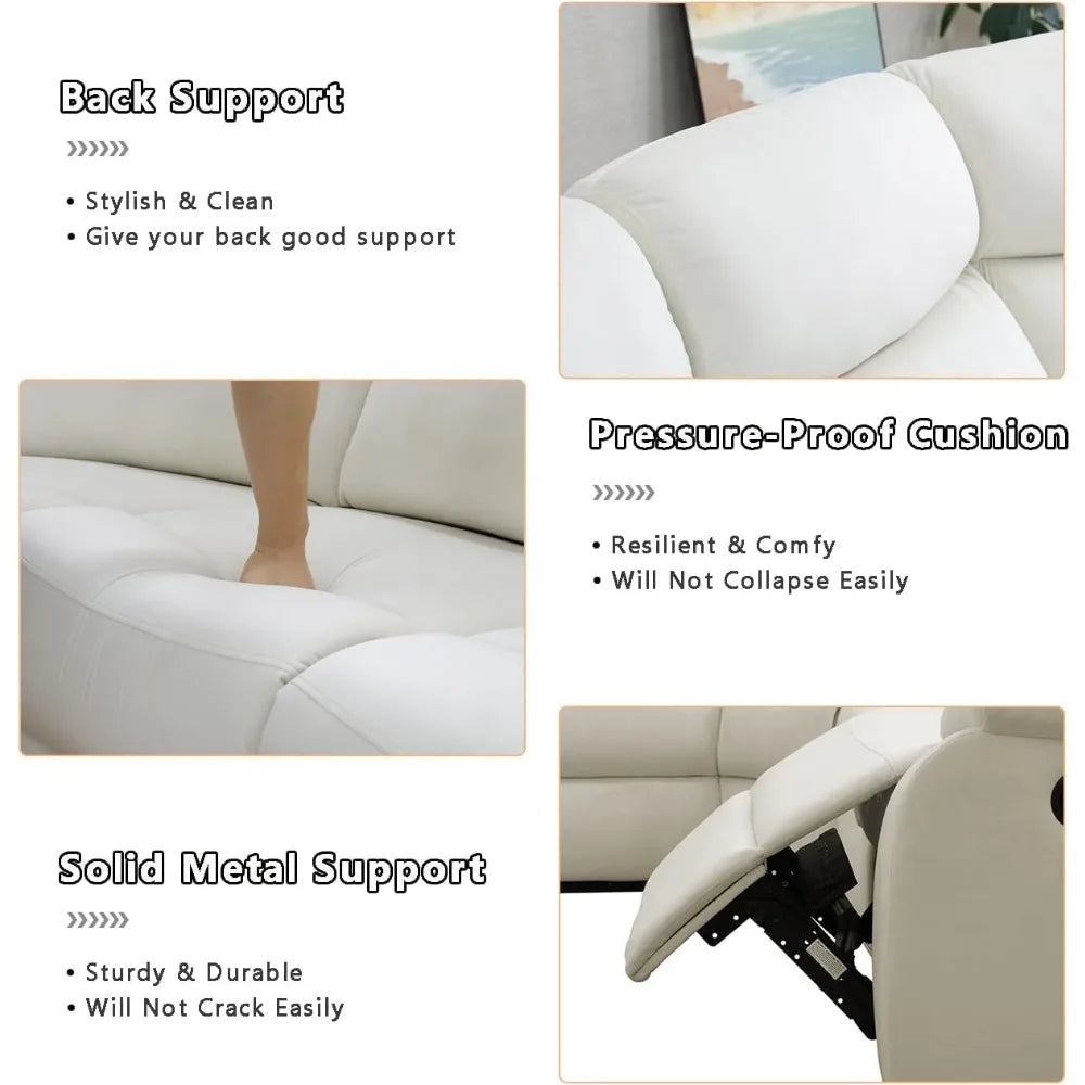 Living Room Furniture Set L Shaped Sectional Sofa Fluff Fabric Recliner Adjustable Manual Sofa Set