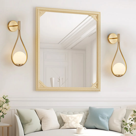 Modern golden wall lamp, white frosted glass ball, medieval design, 2 luxurious wall lamps (no bulbs)