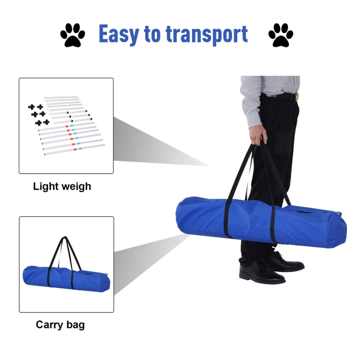 Dog Outdoor Exercise Training Set with 6 Poles and Storage Bag for Agility Training