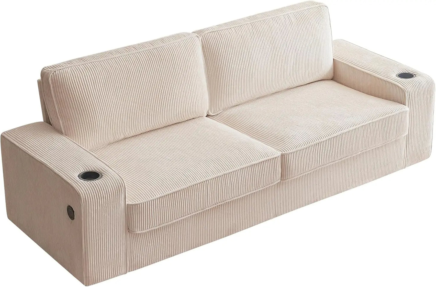 Sofa, 89 Inch Modern Sofa with USB Charging Ports & Cup Holders, Deep Seat Sofa Couch- Comfy Couch for Living Room