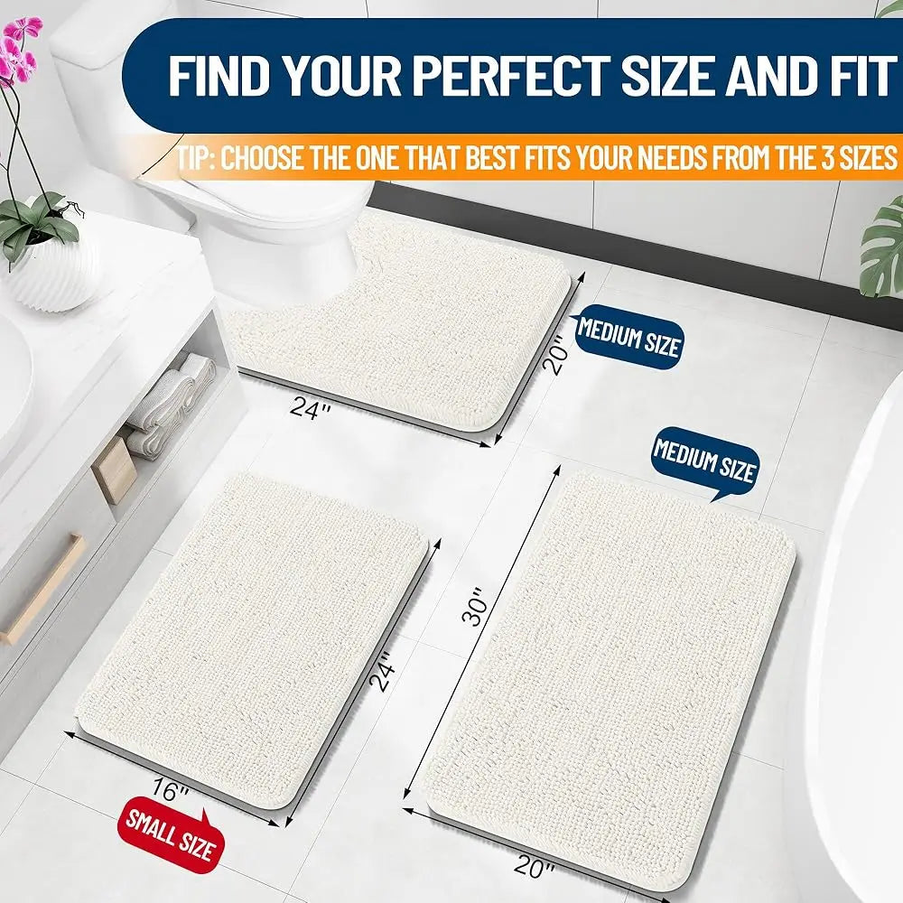 Bathroom Rugs 30X20, Extra Soft Absorbent Chenille Bath Rugs, Rubber Backing Qui Dry, Hine Washable Bath Mats For Bathroom