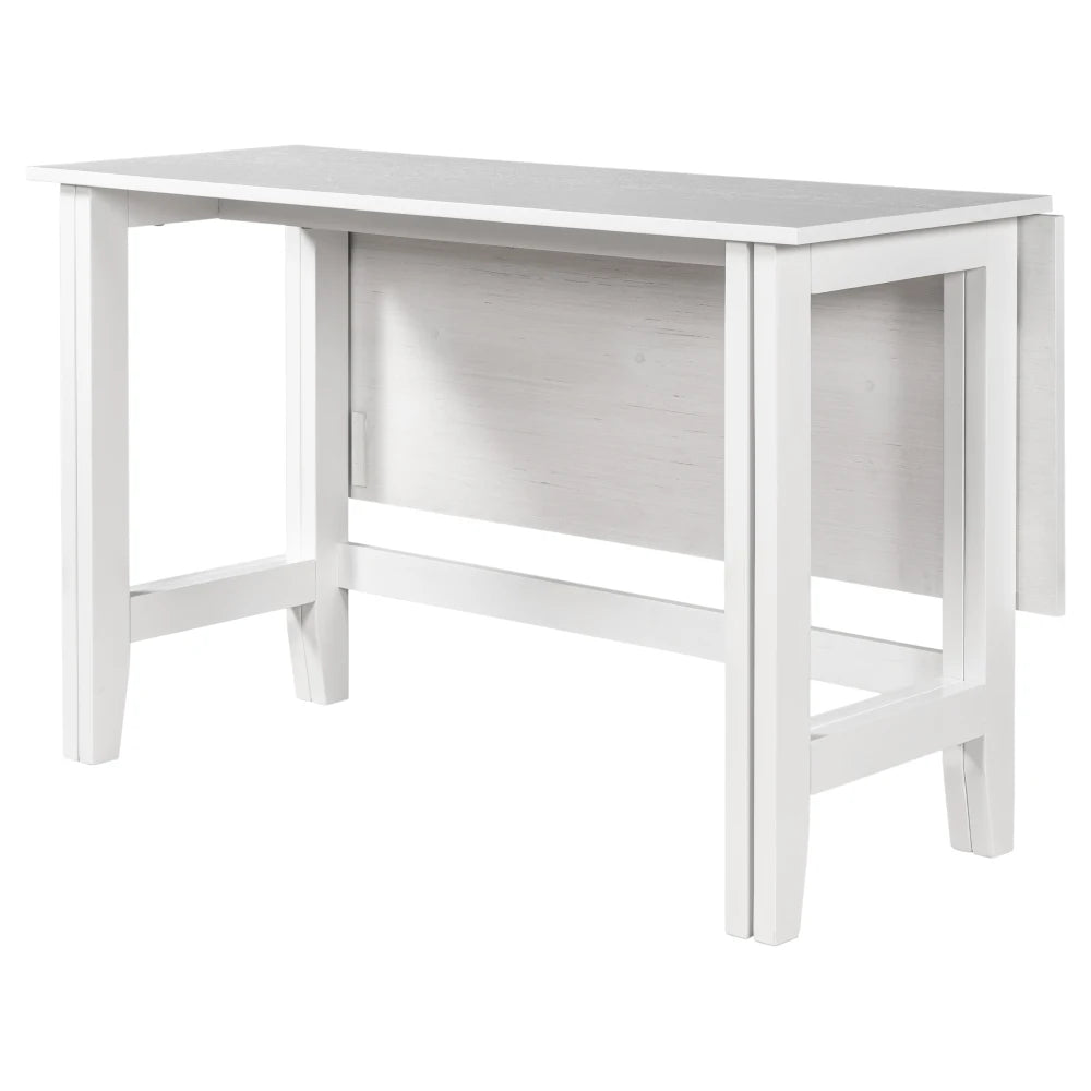 Farmhouse Wood Extendable Dining Table With Drop Leaf For Small Spaces White
