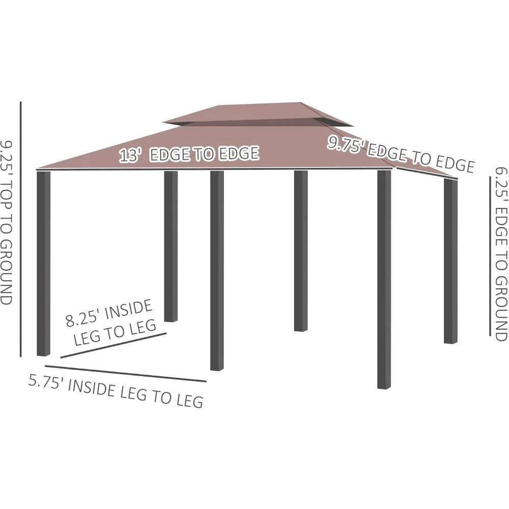 Patio Gazebo Outdoor Canopy Shelter with Curtains Vented Roof Steel Frame for Garden Lawn Backyard