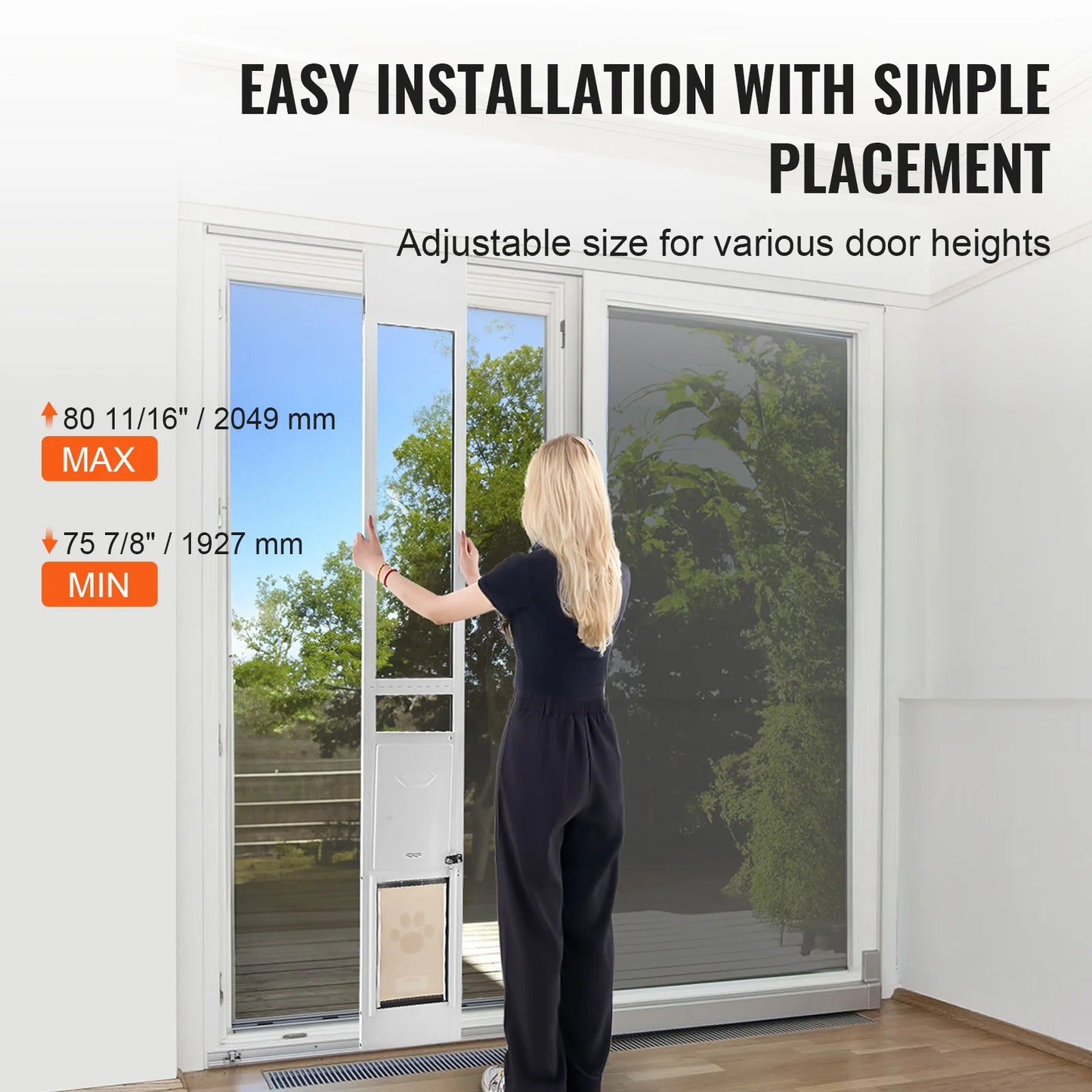 SucceBuy Adjustable Height Dog Door For Sliding Glass Doors