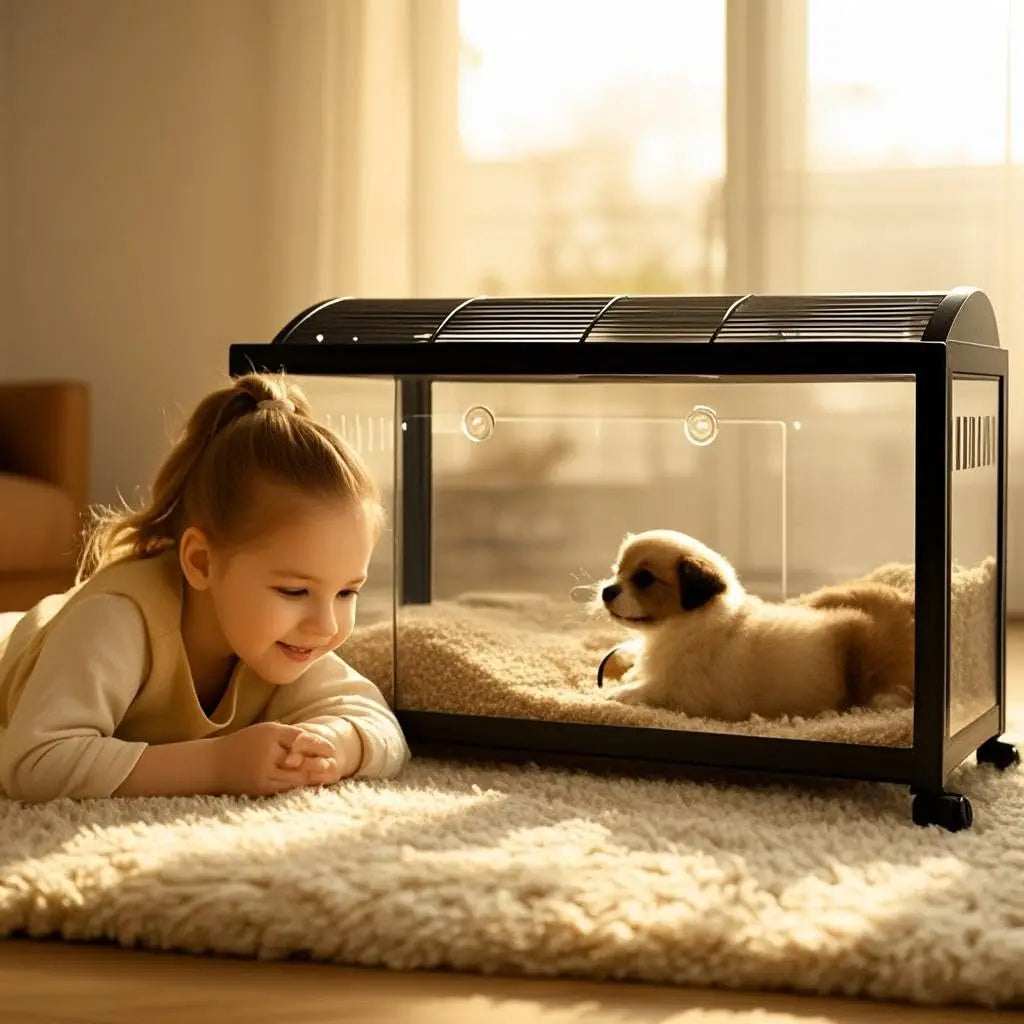 Hamster Cage 360 Degree Viewing Transparent Hamster Habitat with Universal Wheels Chew Proof Dual Door Small Animal Habitat Portable