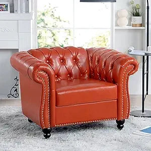 Accent Chair, Chesterfield Chair Modern Velvet Upholstered Chairs with Tufted Back for Living Room Furniture (White)