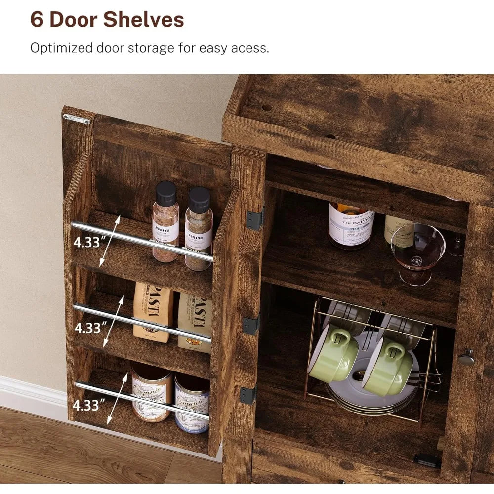 72 Inch Pantry Cabinet with 6 Doors Shelves and 1 Large Drawer Adjustable Kitchen Storage Cabinet
