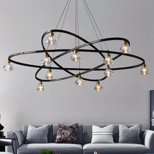 Modern Luxury Crystal LED Ceiling Chandelier Hanging Wire Fixture for Living Room Bedroom Home Decor Indoor Lighting