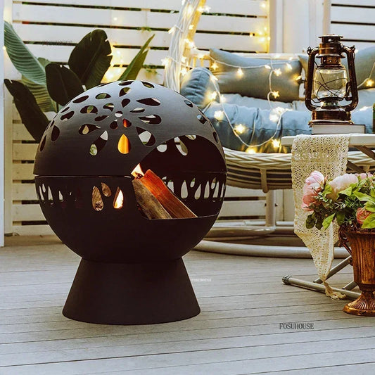 Nordic Multi Purpose Fire Pits for Villa Courtyard Garden Portable Outdoor Heater Round Fire Stove
