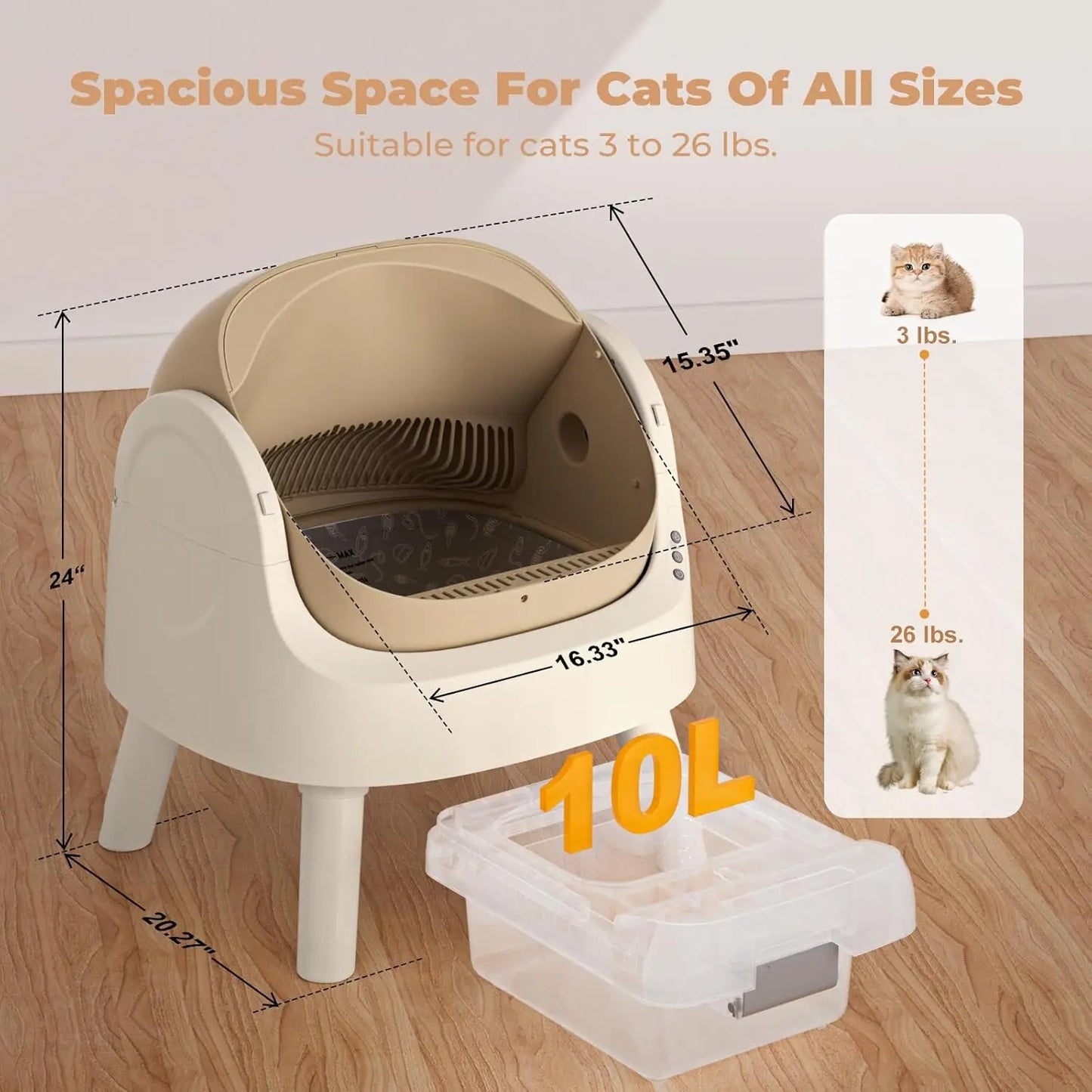 Autoscooper 11, Self-Cleaning Automatic Cat Litter Box, with Open-Top Design,Coffee Brown(Manufacture by PETPIVOT INC)