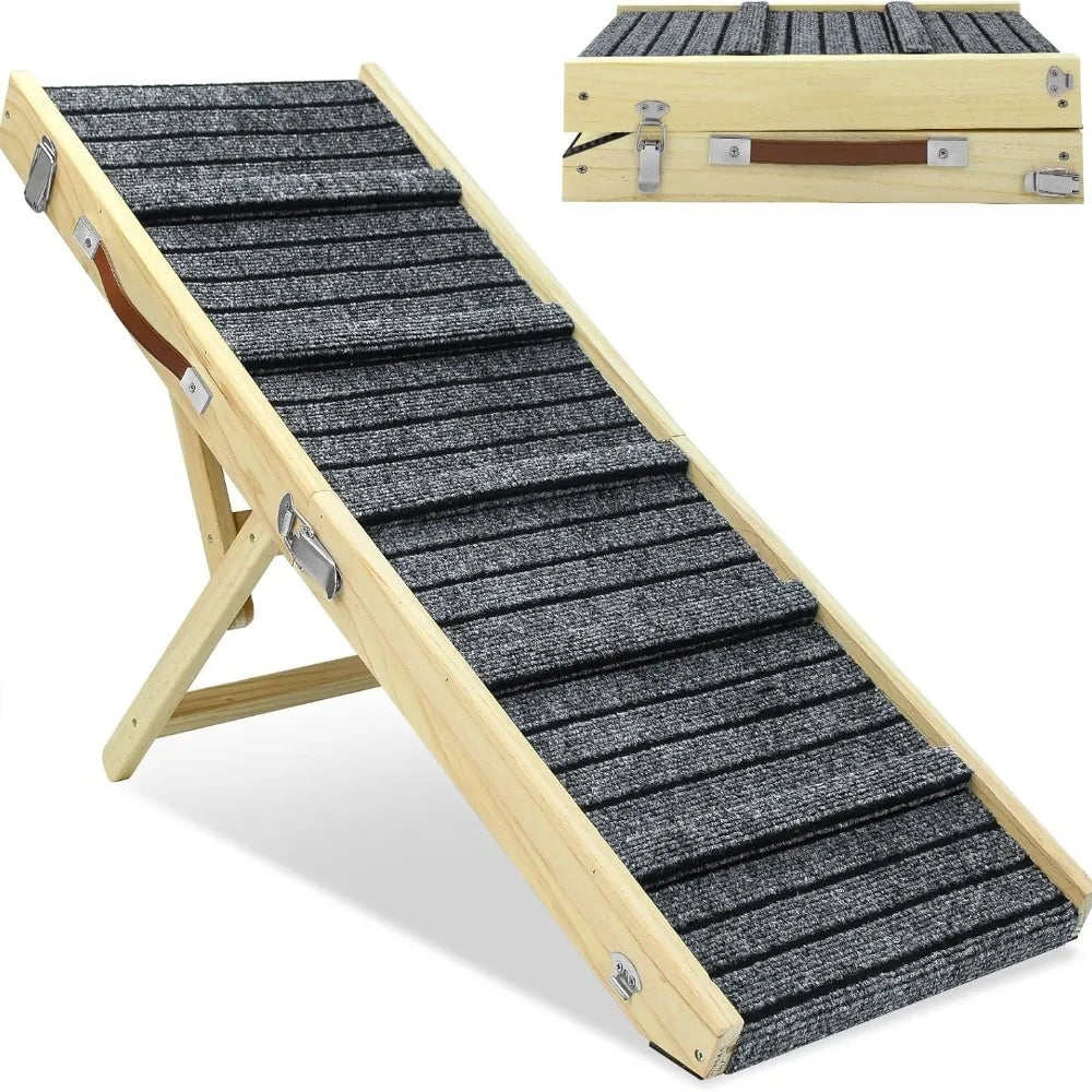 Folding Dog Ramp Four To Five Heights With Non Slip Carpet