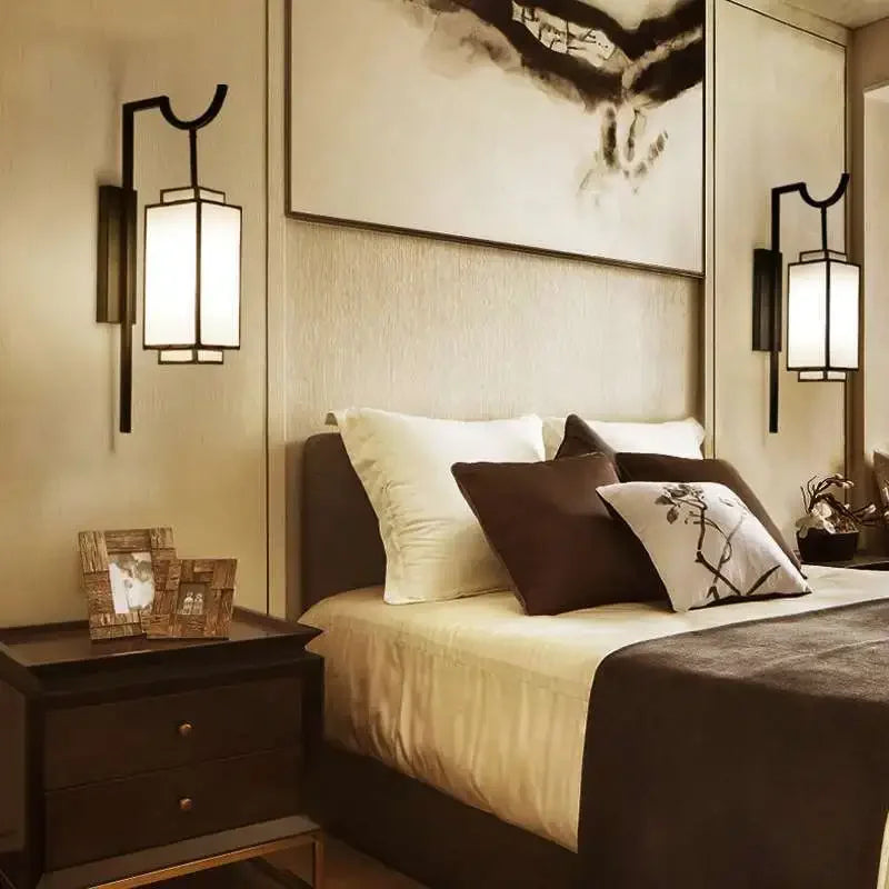 New Chinese Bedside Lamp Simple Antique Wall Lamp Retro Corridor Light for Bedroom and Living Room