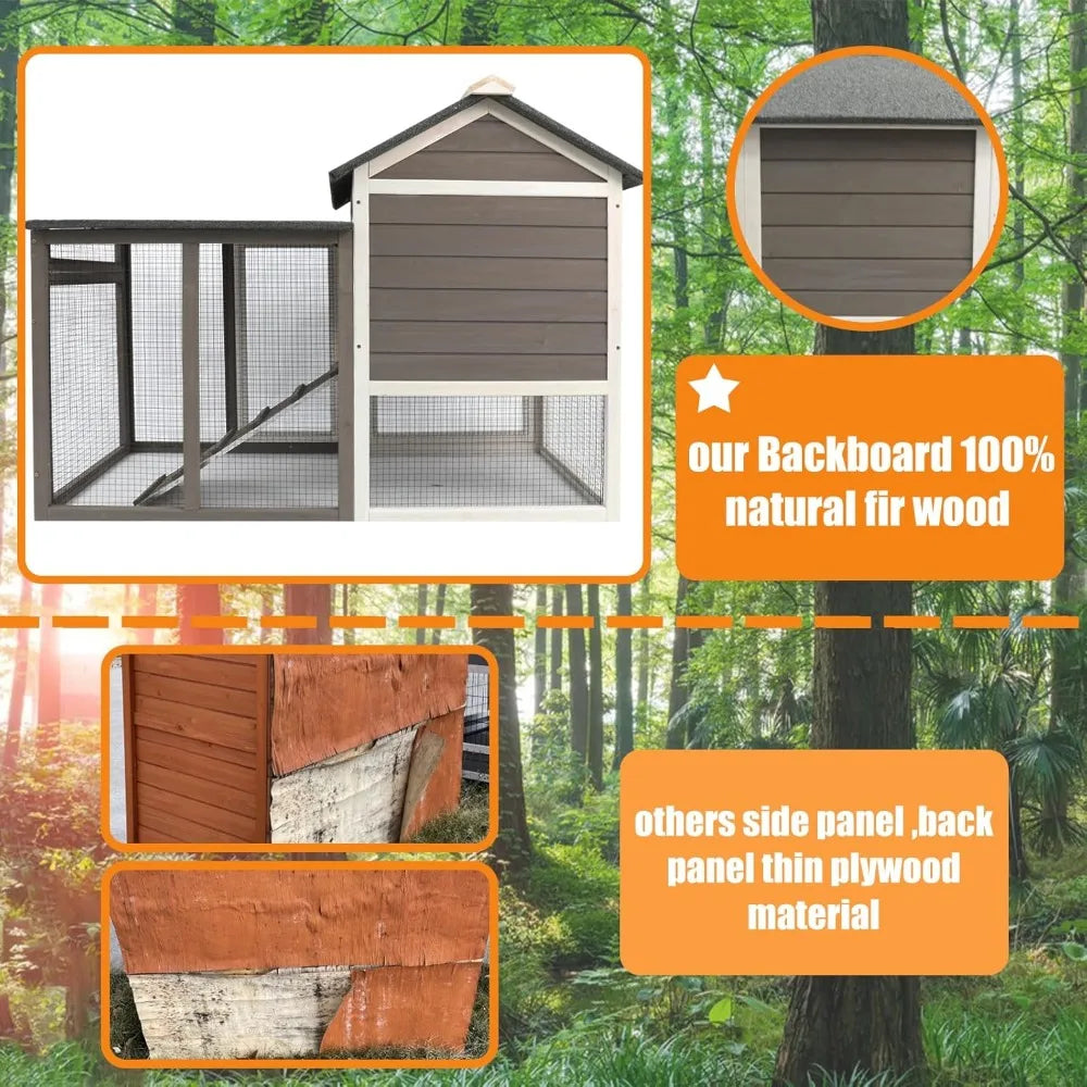 Rabbit Hutch Indoor Outdoor Rabbits Cages Large Fir Wood Bunny Hutch with Pull Out Tray Weather Resistant
