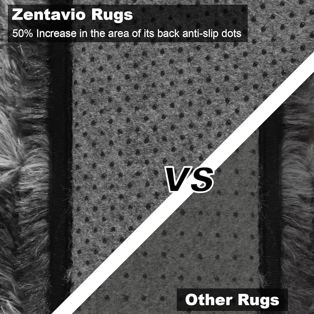 Bla And Grey Area Rugs For Living Room Large Men Room Carpet 8X10 Bedroom Fluffy Furry Shag Aesthetic Plush High Pile Floor Rug