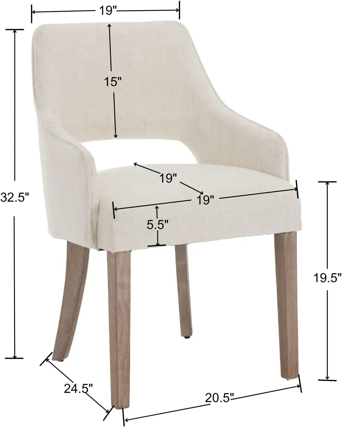 Linen Dining Chairs Set of 6 Upholstered Accent Chairs Side with Wood Legs for Living Room/Dining Room/Bedroom/Restaurant, Cream
