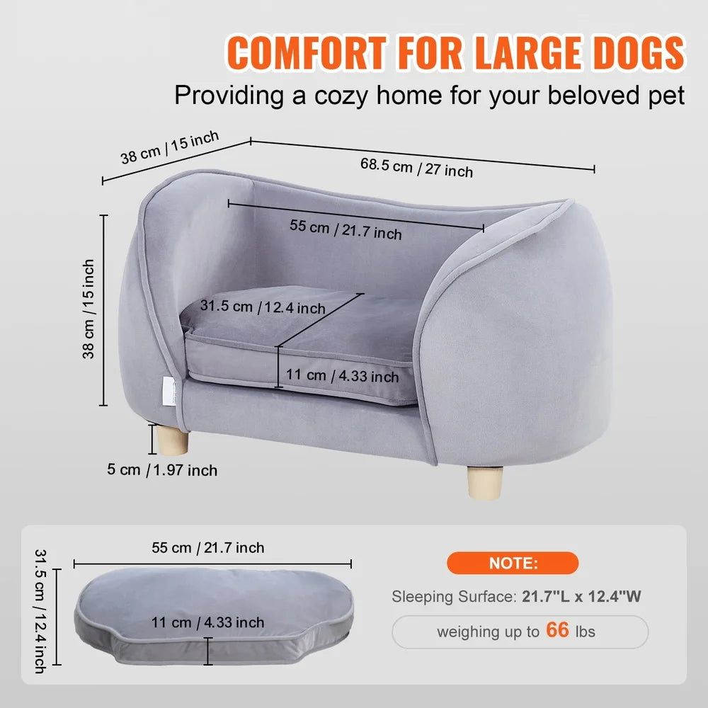 Luxury Pet Sofa Couch for Cats and Small Dogs Plush Bed Scratch Resistant Velvet Supports Up to 66 Pounds Easy Clean Stylish Design