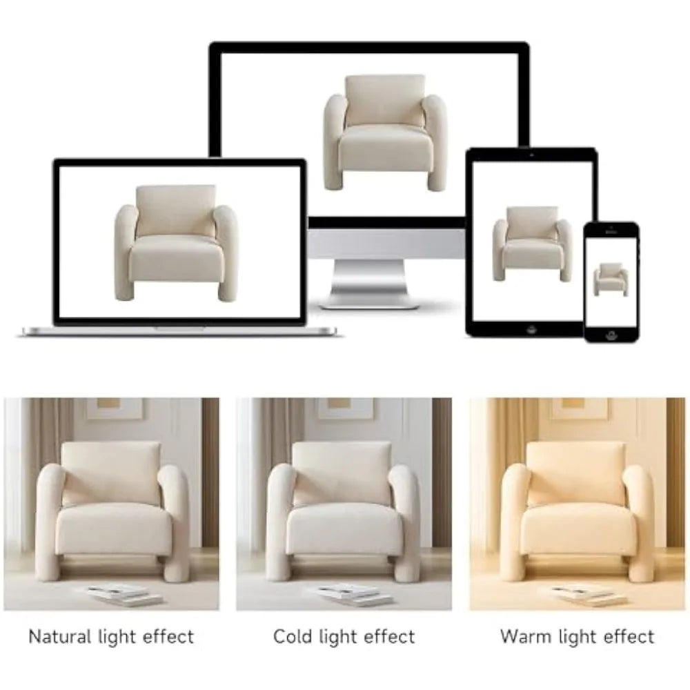 33.5 Inch by 30.3 Inch Modern Accent Chair Breathable Sherpa Fabric Living Room Chair Comfy Upholstered Armchair Leisure Armchair Single