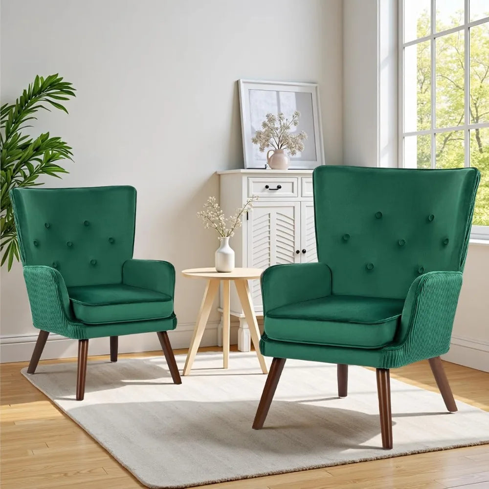 Modern  Armchair with High Back, 4" Thick Seat Cushion, Upholstered Single Sofa Chair for Living Room Bedroom Reading