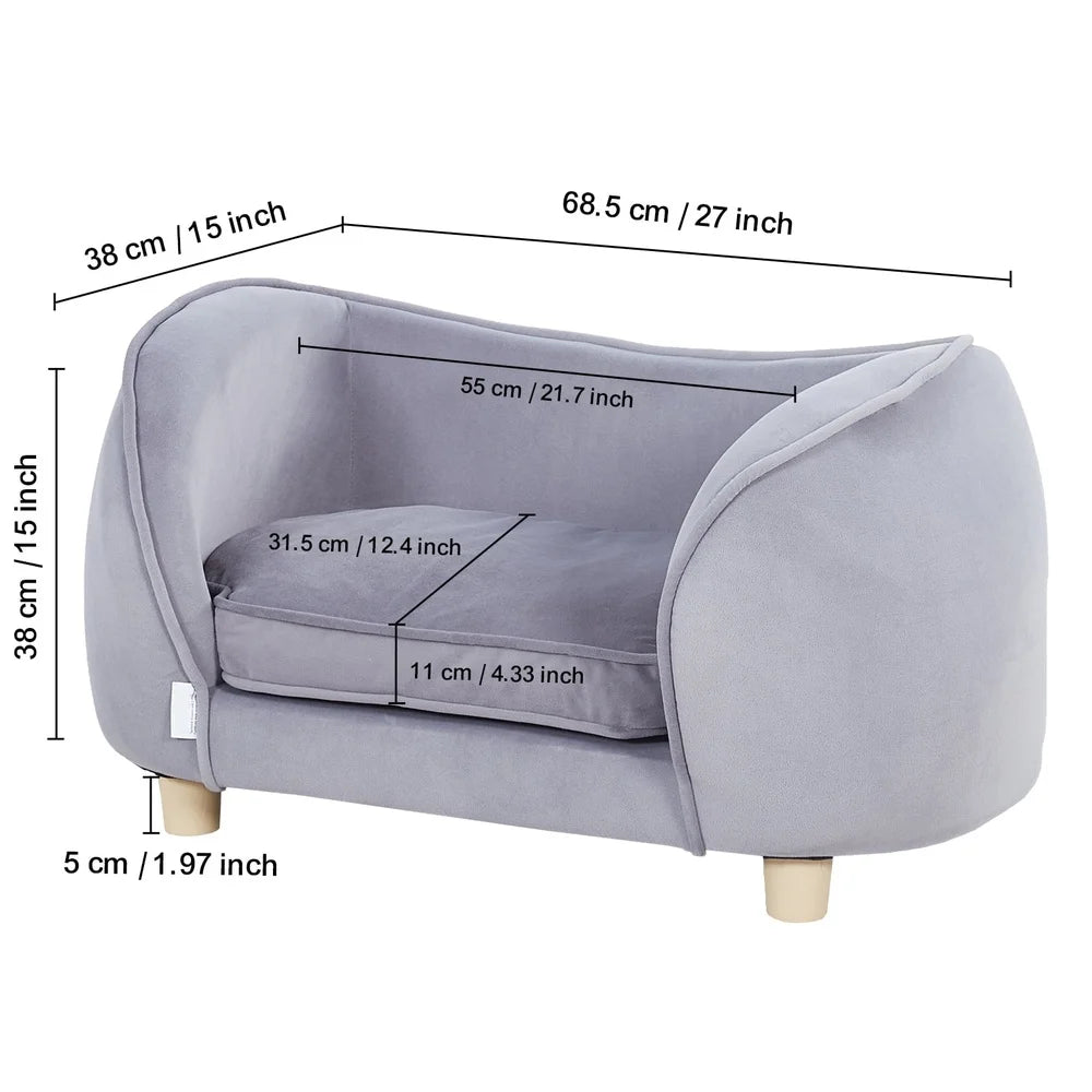 Luxury Pet Sofa Couch for Cats and Small Dogs Plush Bed Scratch Resistant Velvet Supports Up to 66 Pounds Easy Clean Stylish Design