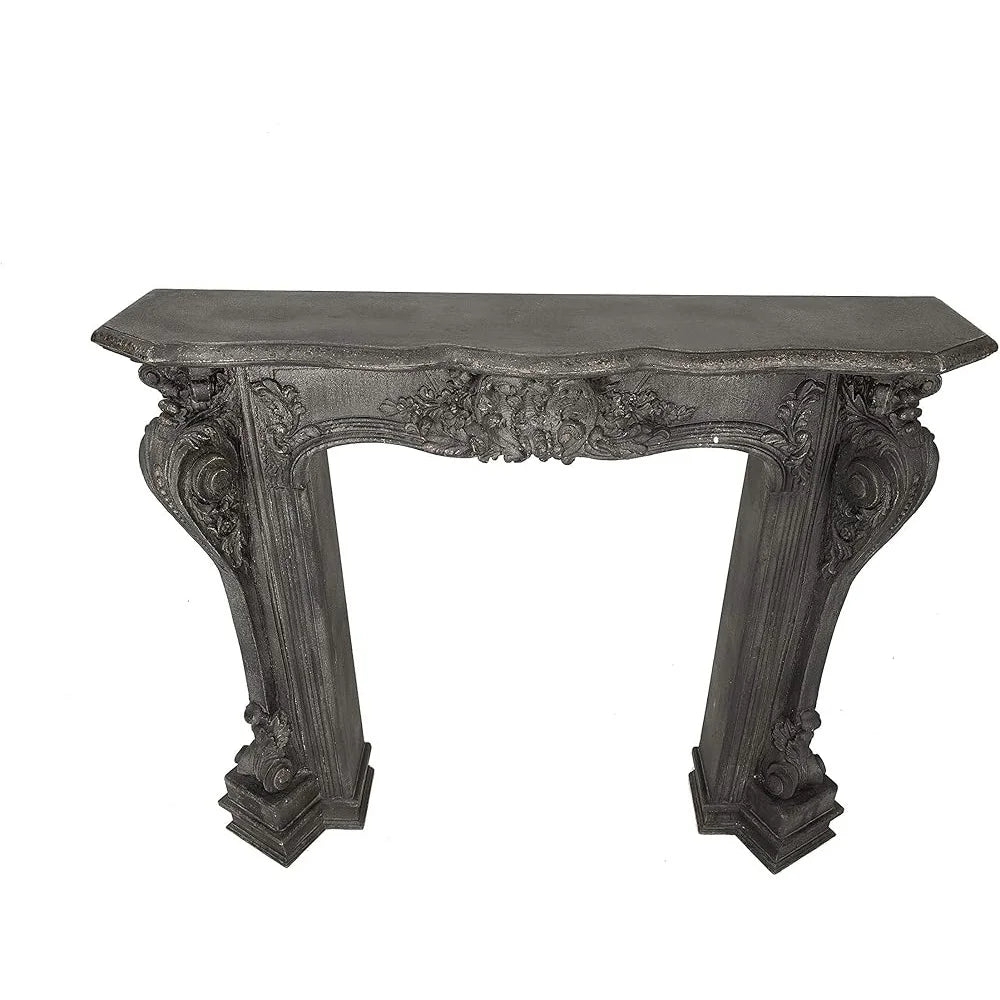Victorian Gothic Decorative Fireplace Mantel Distressed Black Portable Home Accent Living Room Shelf Architectural Rustic Design