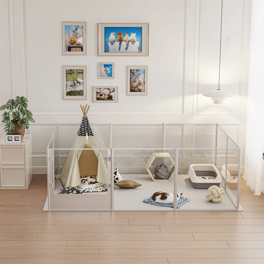 Whelping Playpen Clear Acrylic Dog Fence Waterproof Pad