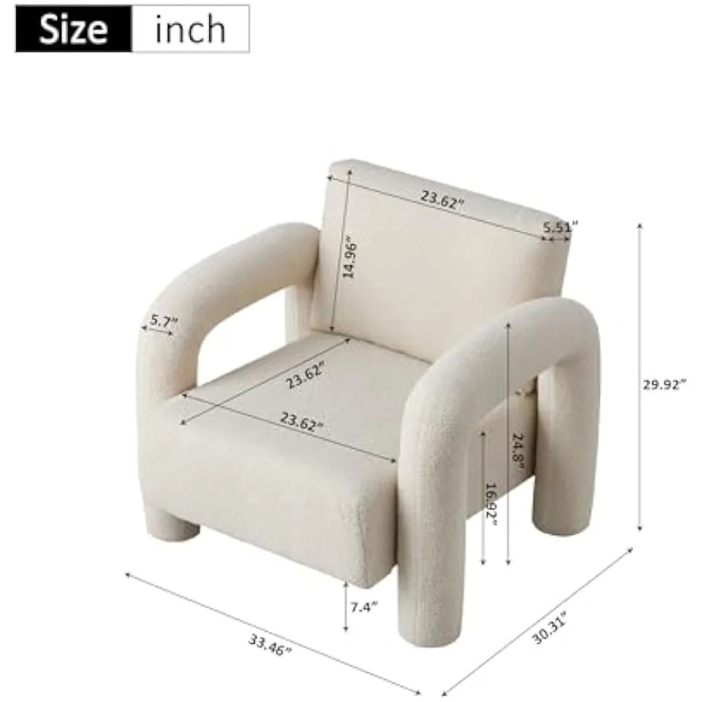 33.5 Inch by 30.3 Inch Modern Accent Chair Breathable Sherpa Fabric Living Room Chair Comfy Upholstered Armchair Leisure Armchair Single