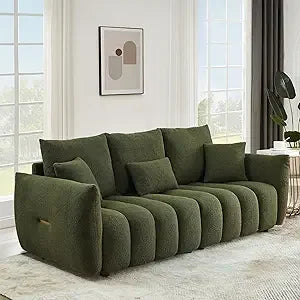 80.7" Modern Sofa Couch, Comfy Deep Seat Teddy Cloud Sofa, Upholstered 3-Seater Boucle Couch, Oversized Loveseat for Living Roo