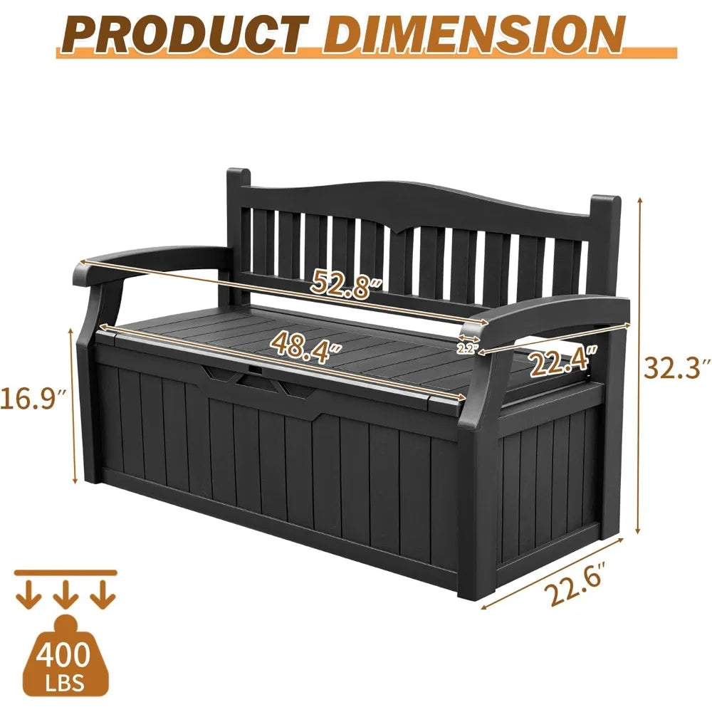 Best Black 80 Gallon Storage Bench Deck Box Lockable Patio Furniture Garden Decor Outdoor Seating Cushions Garden Tools