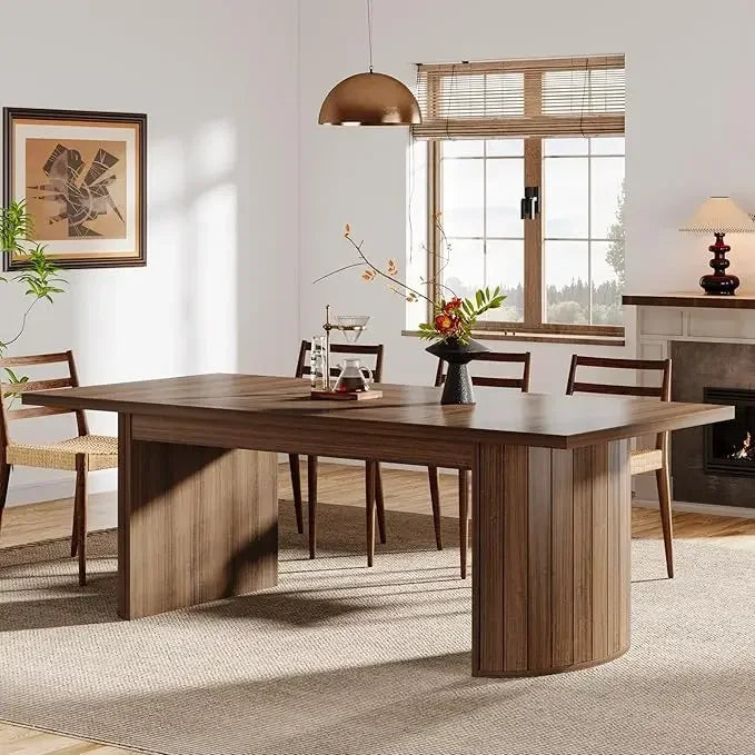78.7 Inch Extra Long Dining Table for 6 to 8 People Large Farmhouse Kitchen Table with Wooden Tabletop