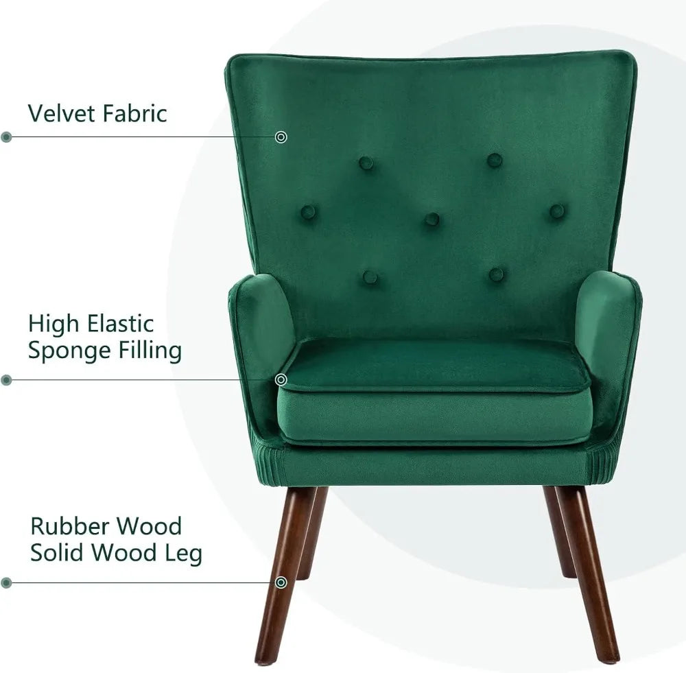 Modern  Armchair with High Back, 4" Thick Seat Cushion, Upholstered Single Sofa Chair for Living Room Bedroom Reading