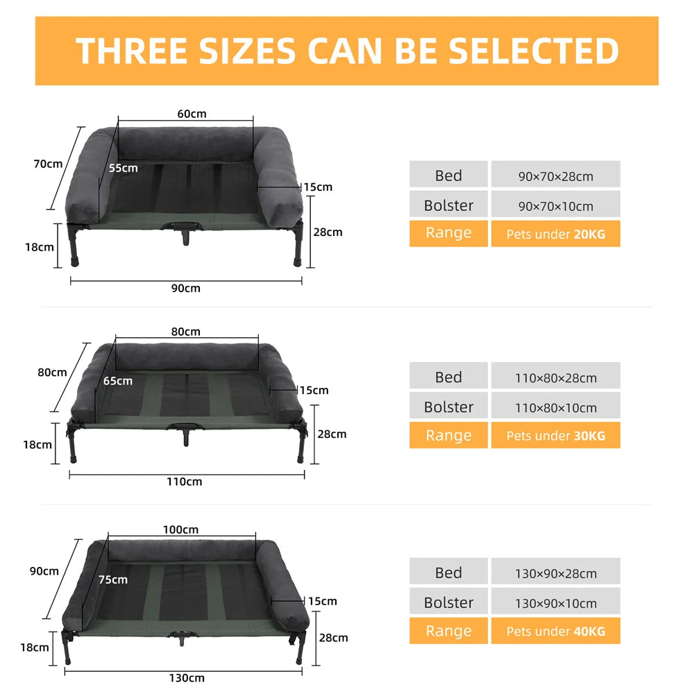 Extra Large Outdoor Raised Dog Bed With Cooling Mat