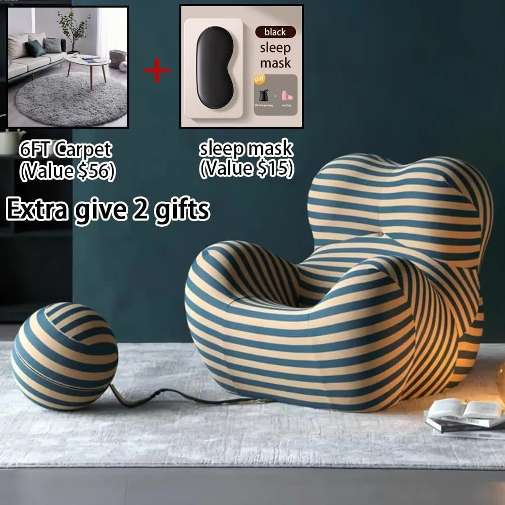Light Luxury Modern Designer Lazy Sofa 39.3 x 37.4 x 37.4 Inches Adult Floor Leisure Living Room Balcony Creative Single Armrest Couch L